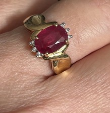 18ct Gold Ruby And Diamond Ring, UK Size N