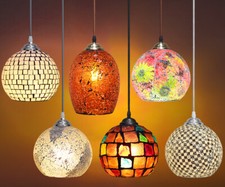Vintage Glass Globe Ceiling Hanging Pendant Light Shade Mosaic Style Lighting