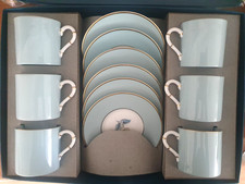 Vintage Boxed Royal Worcester WOODLAND Demitasse Coffee Cup & Saucer Set