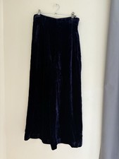 Whistles Size 8 Purple Velvet Crop Wide Leg Trousers Silk Blend NWT