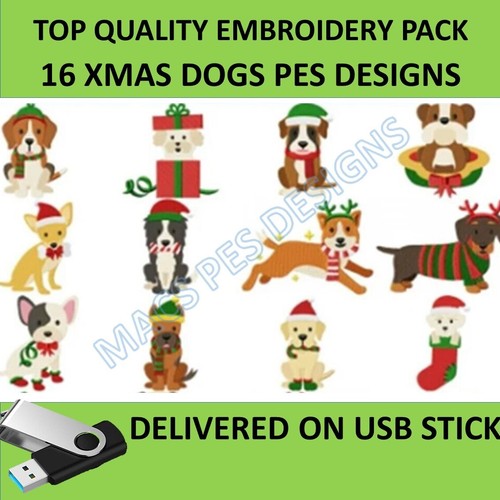 Christmas dogs pes designs - christmas, 16