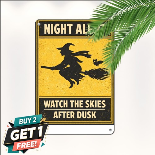 Low flying witches warning tin - low,