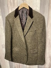 Marks & Spencer Yorkshire Tweed Green Mix Wool Jacket Blazer Size 44 R Good Cond
