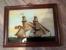 Antique Reverse Painting Ship