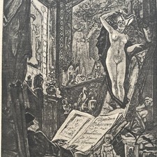 *V RARE* Félicien Rops Antique Lithograph L’Incantation Satanic Gothic Nude