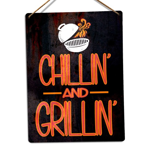 Metal wall sign chillin and - metal,