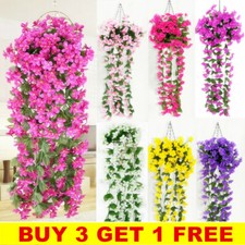 Hanging Flowers Artificial Violet Flower Wall Wisteria Basket Garland Home Decor