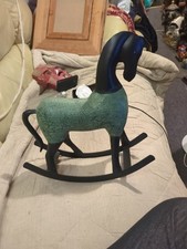 Lovely Vintage Asian Indian Metal Large Rocking Horse Statue Figure