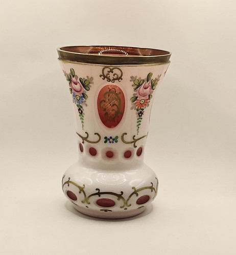 Vintage czech milk glass cut - czech,