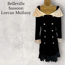 Bellville Sassoon Lorcan Mullany Vintage 1980's Black Silk Velvet Dress UK 12/14