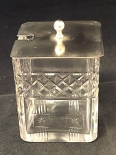VINTAGE CUT GLASS JAR WITH SILVER PLATED LID