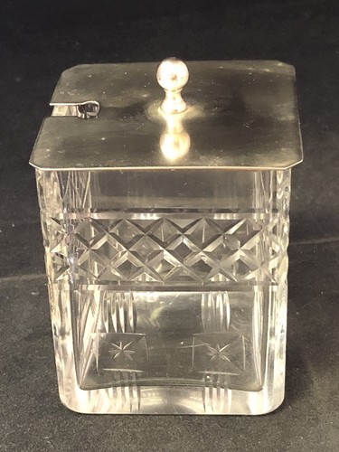 Vintage cut glass jar with - vintage,