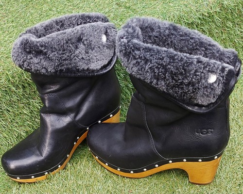 Ugg lynnea black leather - black,