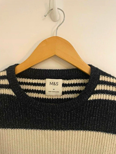 Blue black white striped - m&s,