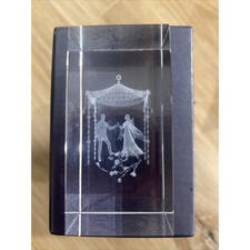 Chuppah Jewish Wedding 3D Laser Etched Crystal Glass Paperweight 2.5” x 1.25”
