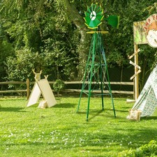 8FT Green Metal Windmill Yard