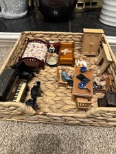 1/12th Scale Dollhouse Furniture & Miniatures Set – Victorian Room Scene Vintage