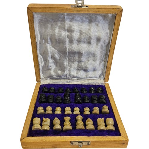 Vintage wooden chess set - vintage,