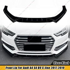Gloss Black Front Splitter Spoiler Lip Body Kit For Audi A4 S-Line B9 2017-2019