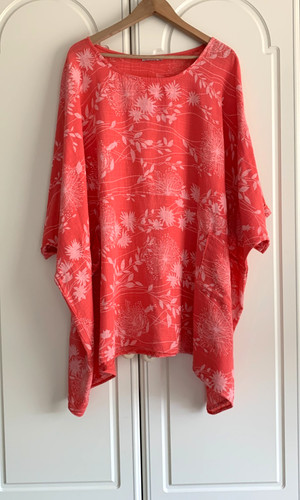 Coral oversized floral cotton - floral,
