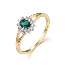 Ladies 9 Carat Gold on Sterling 925 Silver Emerald White Sapphire Cluster Ring