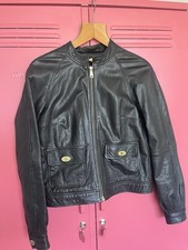 Mulberry Leather Jacket Size 8 Y2K Biker
