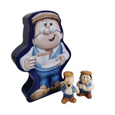 Tetley Tea Folk Ceramic Gaffer & Sydney Cruet Set & Biscuit Tin Salt & Pepper