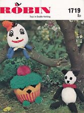 VINTAGE ROBIN DK HUNKY DUNKY, PANDA & HUMPTY DUMPTY TOY KNITTING PATTERN 