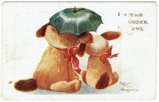 C. W FAULKNER M. KNIGHT & A.F KENNEDY COMIC POSTCARD, ''TWO UNDER ONE''