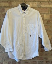 Vintage Tommy Hilfiger Shirt White 16” Collar 48” 100% Cotton Button Down Crest