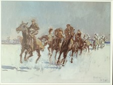 RACEHORSES ON THE GALLOPS IN