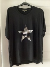 Frank Usher Relaxed Fit Star Sequin Top, Black/Silver, Size S/M