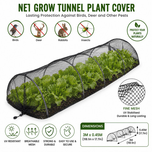 Garden net grow tunnel 10ft - garden,