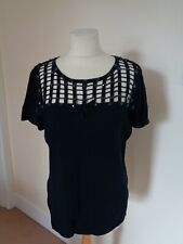 LEO GUY NAVY BLUE JUMPER WITH LATTICE EFFECT JEWELLED NECK - UK SIZE 16 (5)