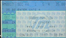 Barry Manilow Ticket Stub