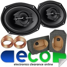 SONY XS-GTF6939 3-Way 6x9" 840 Watts Car Speakers & 6x9 Grey Pod Box Pair