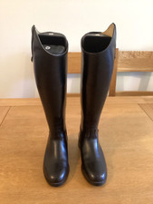 Rectiligne Long Black Leather Riding Boots Size 4