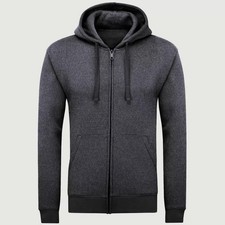 Men's Full Zip Fleece Hoodie S-5XL Winter Jacket Black Navy Grey Olive Charcoal