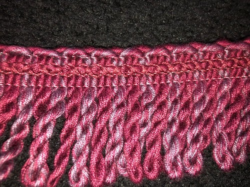 Burgundy aubergine fringing - aubergine,