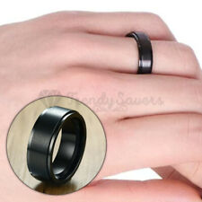 Size 8 (18mm) Q Black High Polish Rotating Casual Spinner Lucky Worry Ring Band