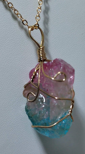 Rainbow aura quartz pendant - rainbow,