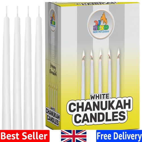 White chanukah candles - white,