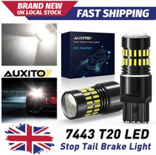 2X 7443 LED Stop Tail Brake Light Bulbs 7440 W21W T20 White CANBUS ERROR FREE