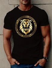 Men's Lions Shirt Fashion T-Shirts New Arrival Casual Style Crew Neck Gold Logo 