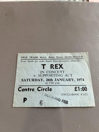 Rex bolan ticket - bolan, manchester