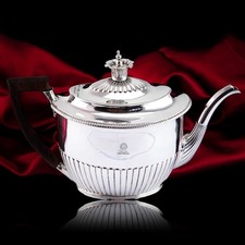 Antique Georgian Solid Silver Teapot Coronet-like Finial - Daniel Pontifex 1798