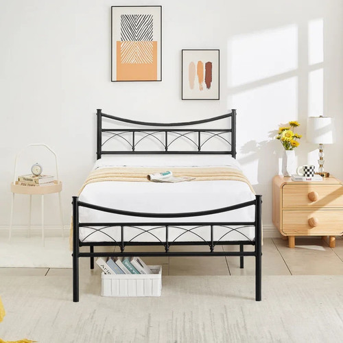 Black metal single - black, bed