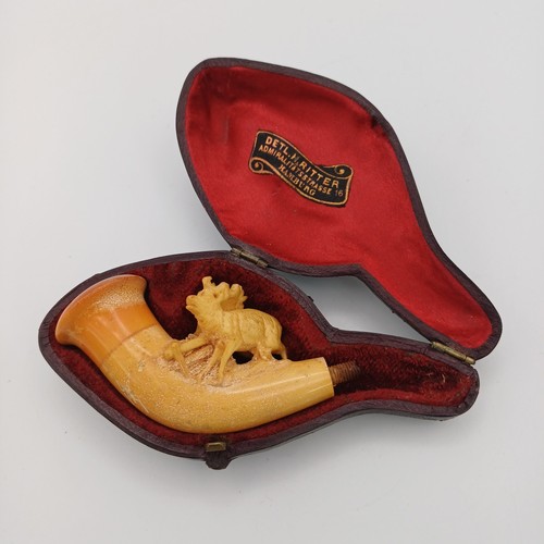 Meerschaum pipe case deer - meerschaum,