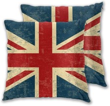 Cushion Cover Union Jack Vintage Faded Set of 2 Square Throw Pillow Case Sham H