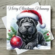 Shar Pei Christmas Card Dog Personalised Any Name